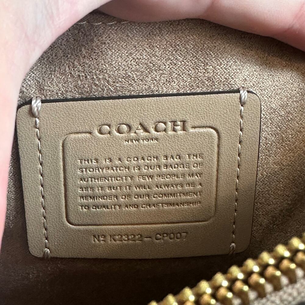 NWOT Coach Eliza Gold Light Khaki Chalk signature canvas leather top handle bag - Picture 7 of 7